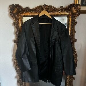 Classic Black Leather mens  Blazer Jacket